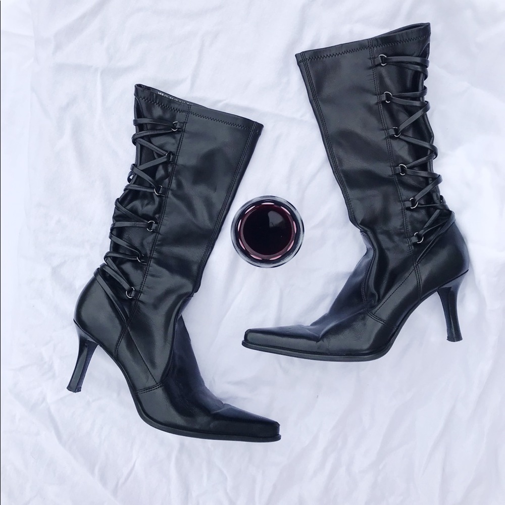 Vintage Real Leather Lace Up Boots (Franco Sarto)